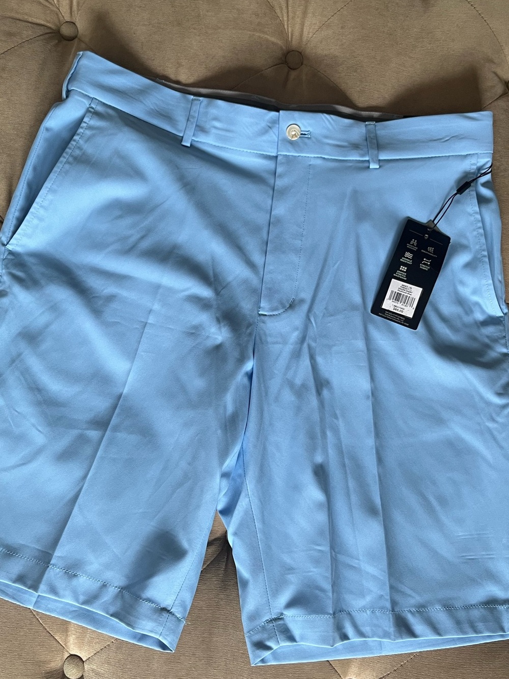 Walter Hagen Perfect 11 Collection Light Blue Flat-Front Men's Chino Golf Shorts